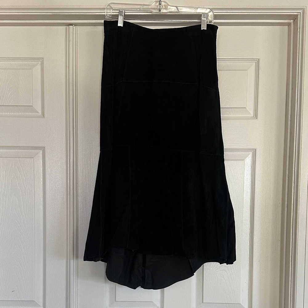 Cabi Black Suede Patchwork Skirt, 2